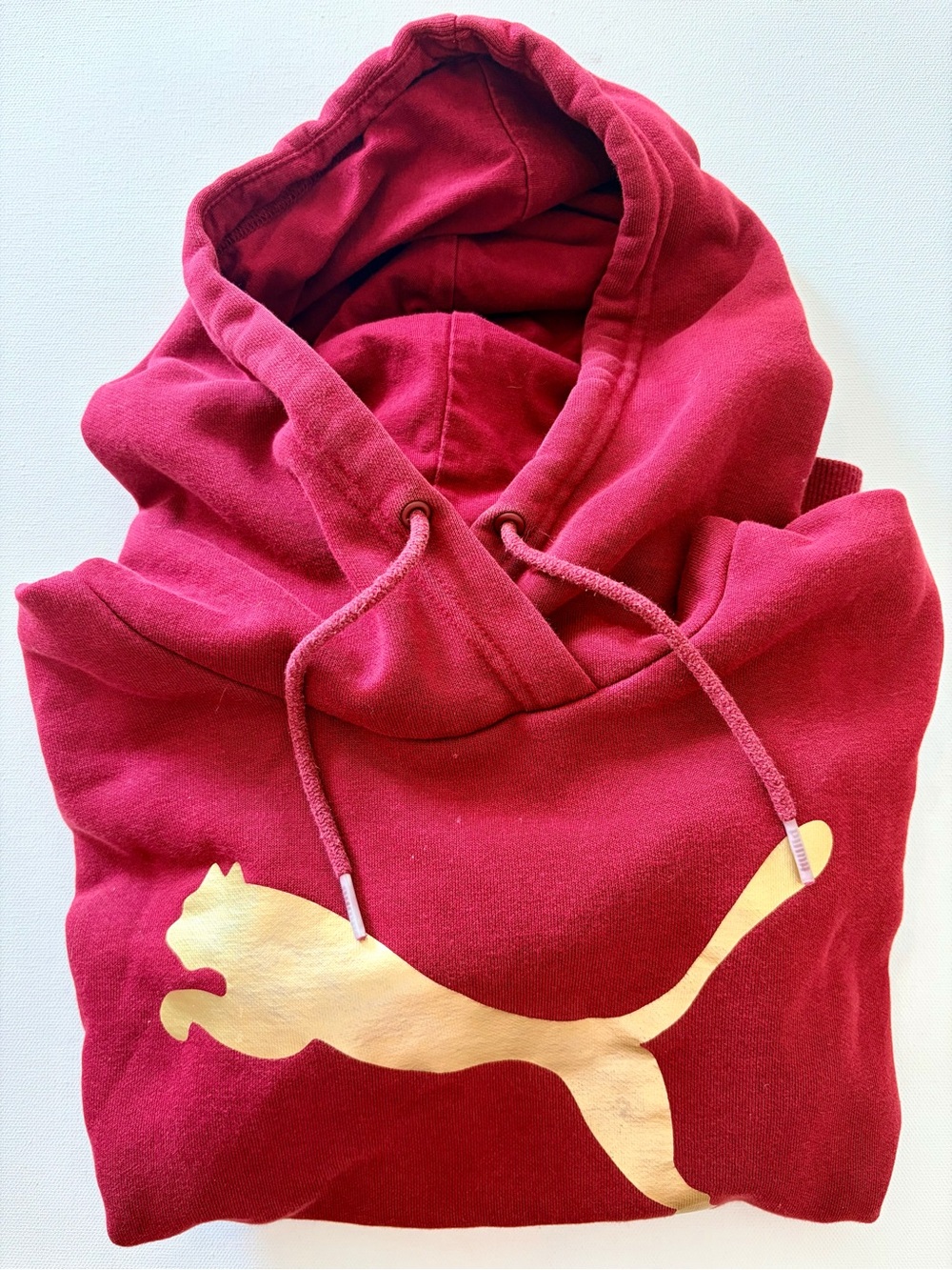 Puma Burgundy Hoodie with Gold Puma Logo